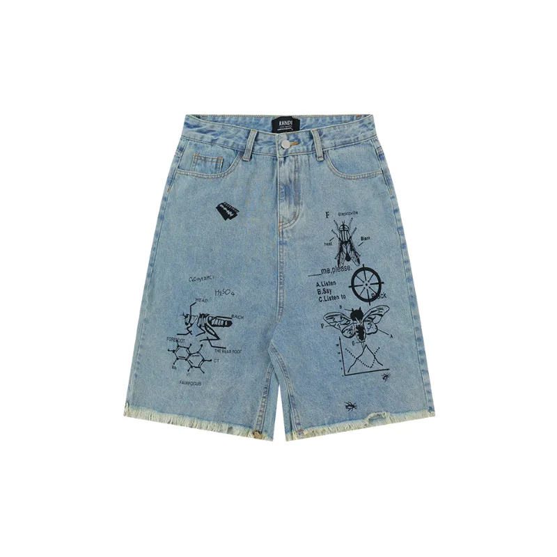 Casual Loose Denim Shorts-0