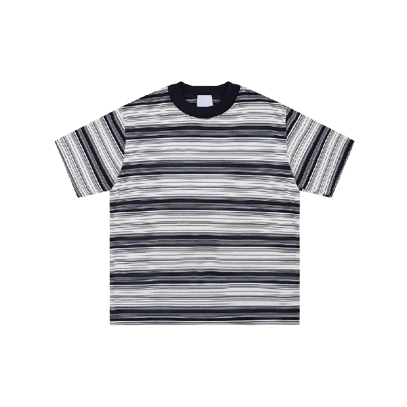 Retro Striped Cotton Blended Fabric T Shirt-4