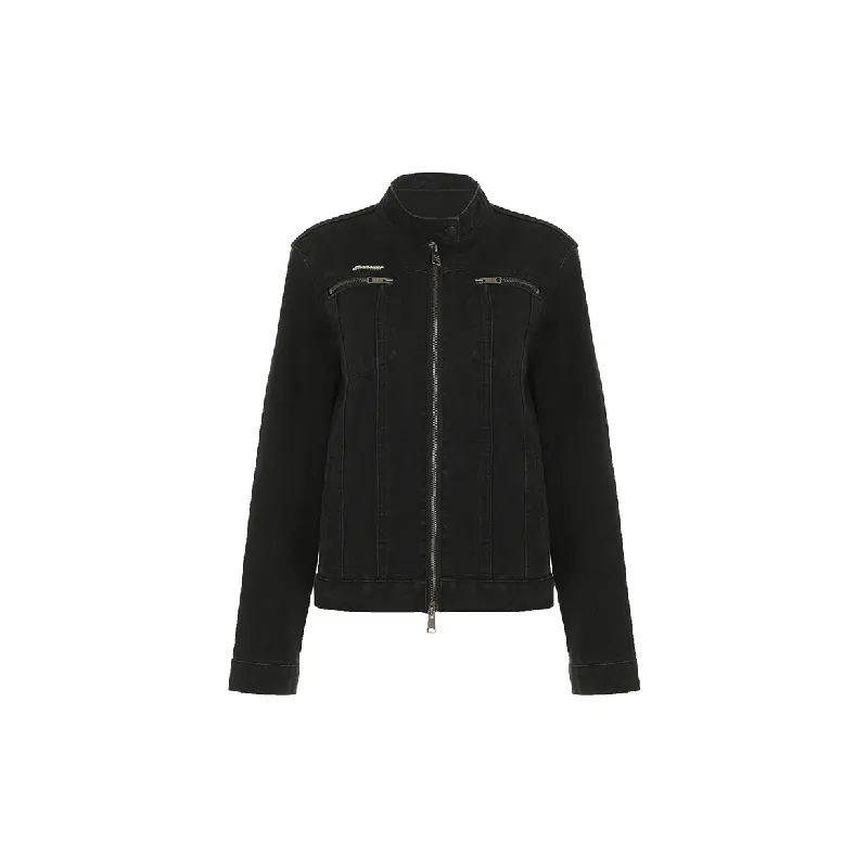 Casual Plain Denim Jacket Unisex-0