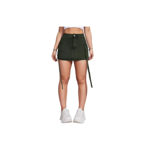 Fashionable Washed Denim Casual Skirt Women