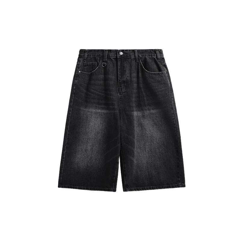 Casual Plain Denim Shorts-4