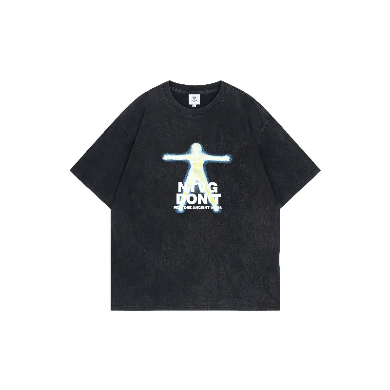 Retro Letter 100% Cotton T Shirt-0