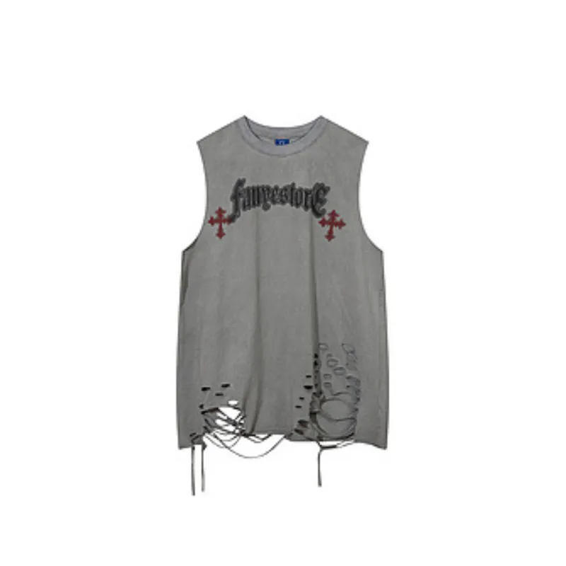 Street Letter Print Hip Hop Vest-2