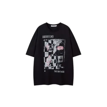Street Letter Cotton Blended Fabric T Shirt