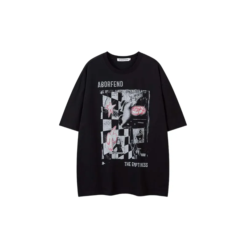 Street Letter Cotton Blended Fabric T Shirt-2