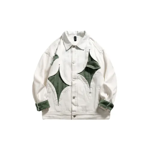 Vintage Baseball Denim Lapel Stitching Contrast Color Jacket