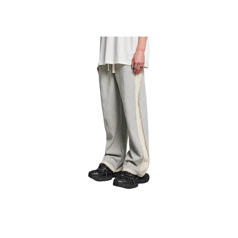 Terry Front and Back Stitching Terry Loose Pants-1
