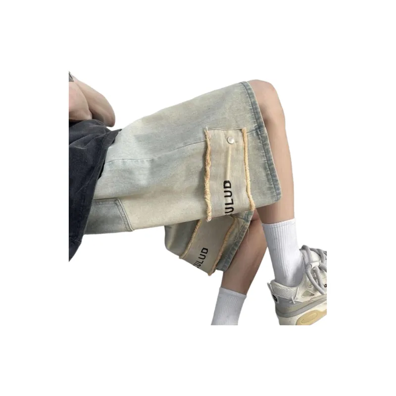 Retro Distressed Loose Casual Shorts-4