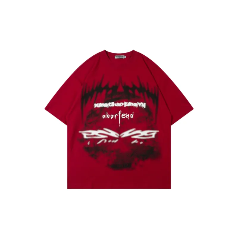 Street Fashion Sand Print Short sleeved T shirt-0
