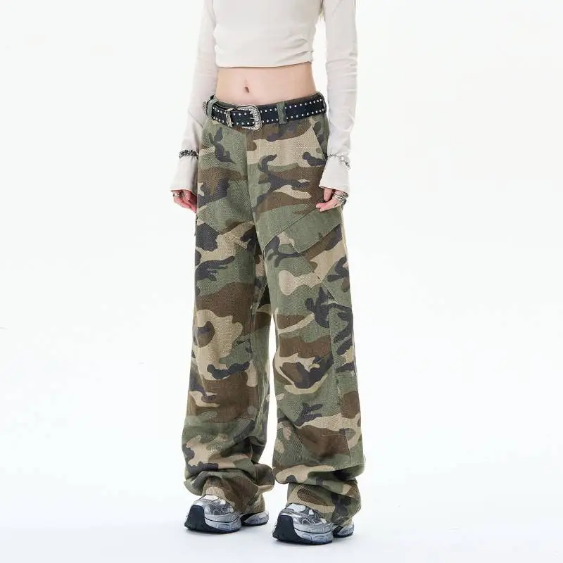 Retro Distress Cotton Cargo Pants-2