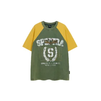 Retro Contrast Color Cotton T Shirt Unisex