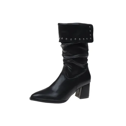 Simple Retro Mid Calf Boots