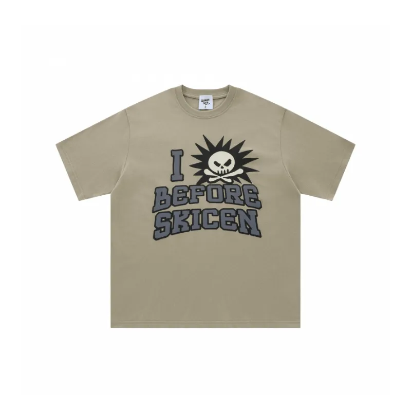 Loose Retro Skull Print T Shirt-2
