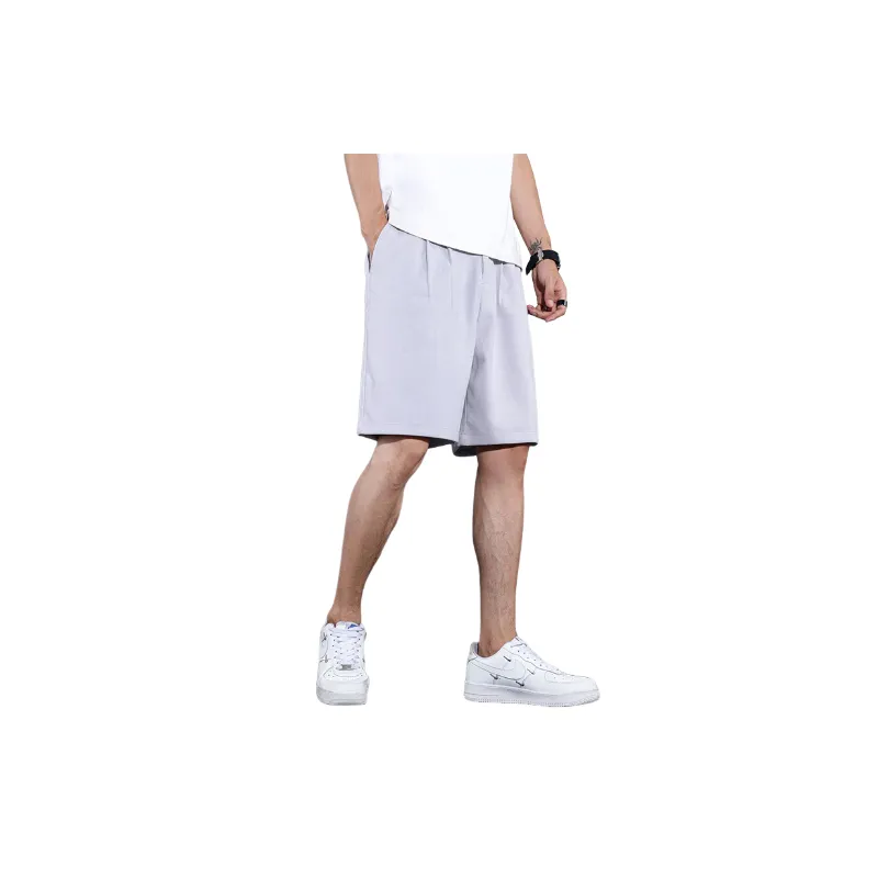Loose Plain Cotton Casual Shorts-0