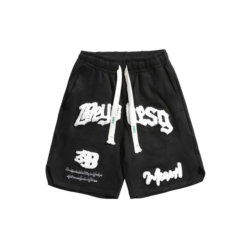 Gothic Embroidered Baggy Casual Shorts-4