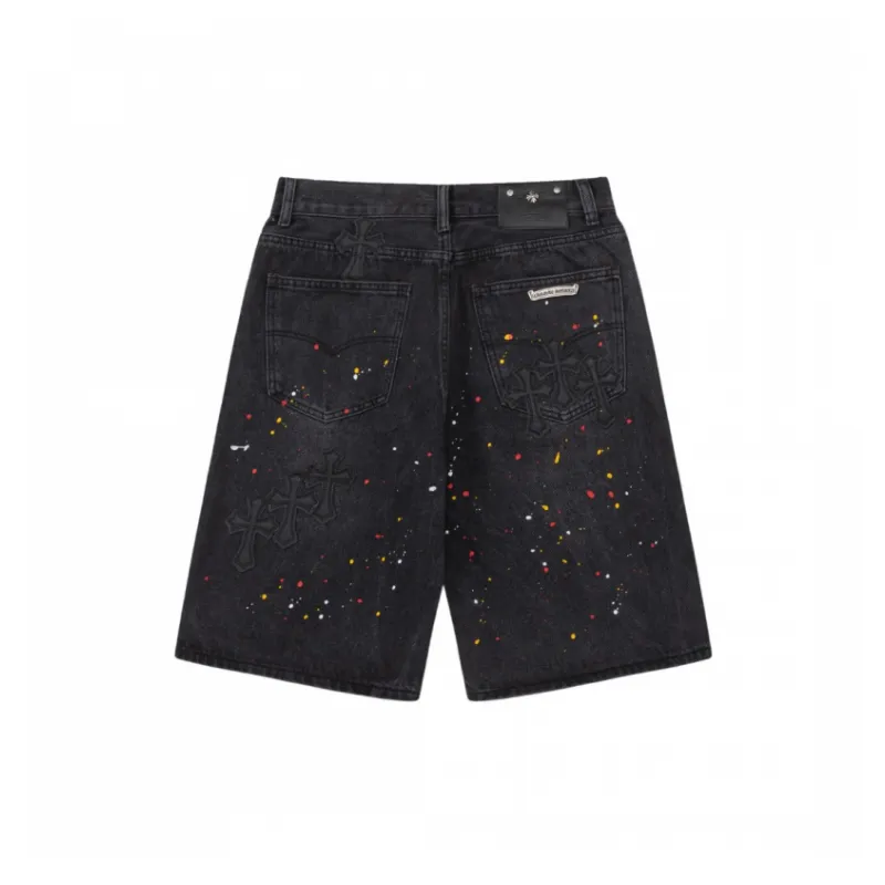 Fashionable Embroidered Denim Shorts-11