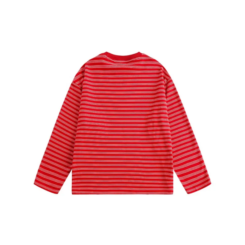 Retro Striped Blended Synthetic Fabrics T Shirt-7