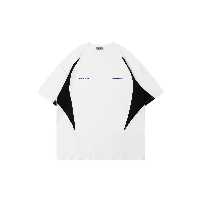 Contrast Color Loose Cotton T Shirt Unisex-4