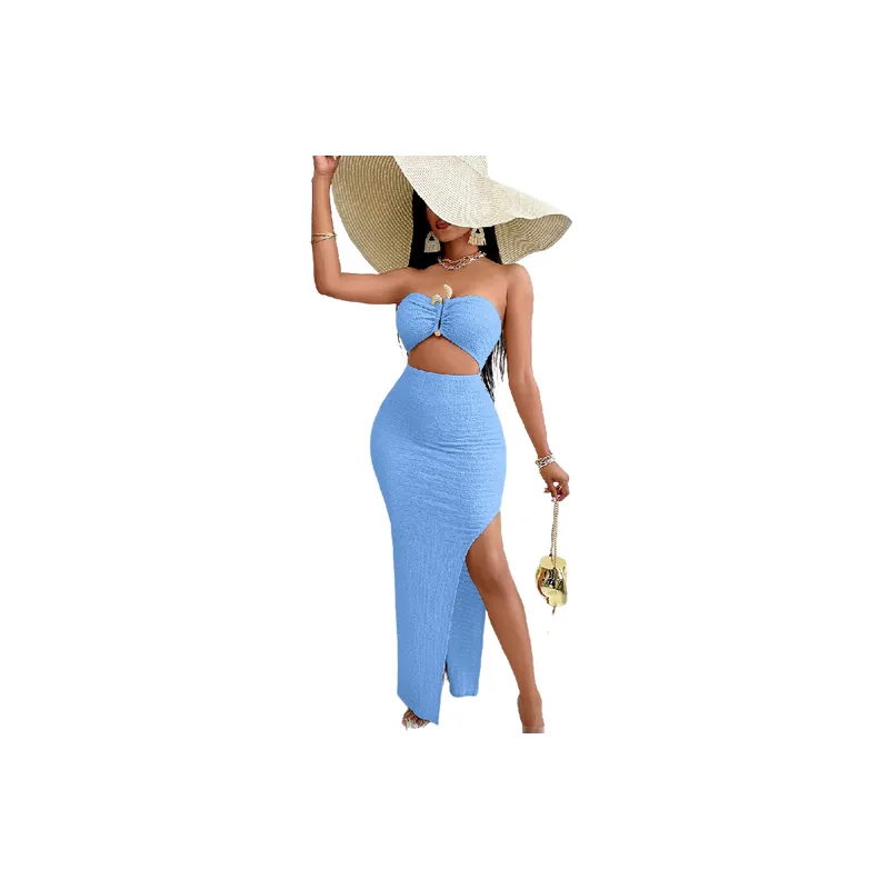 Fashionable Plain Polyester Dress Women-2
