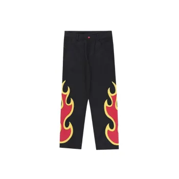 Trendy Loose Flame Print Wide Leg Pants