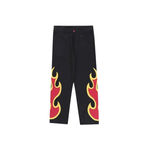 Trendy Loose Flame Print Wide Leg Pants