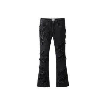 High Street Diablo Breaking Stitching Streak whisker Micro flared Pants