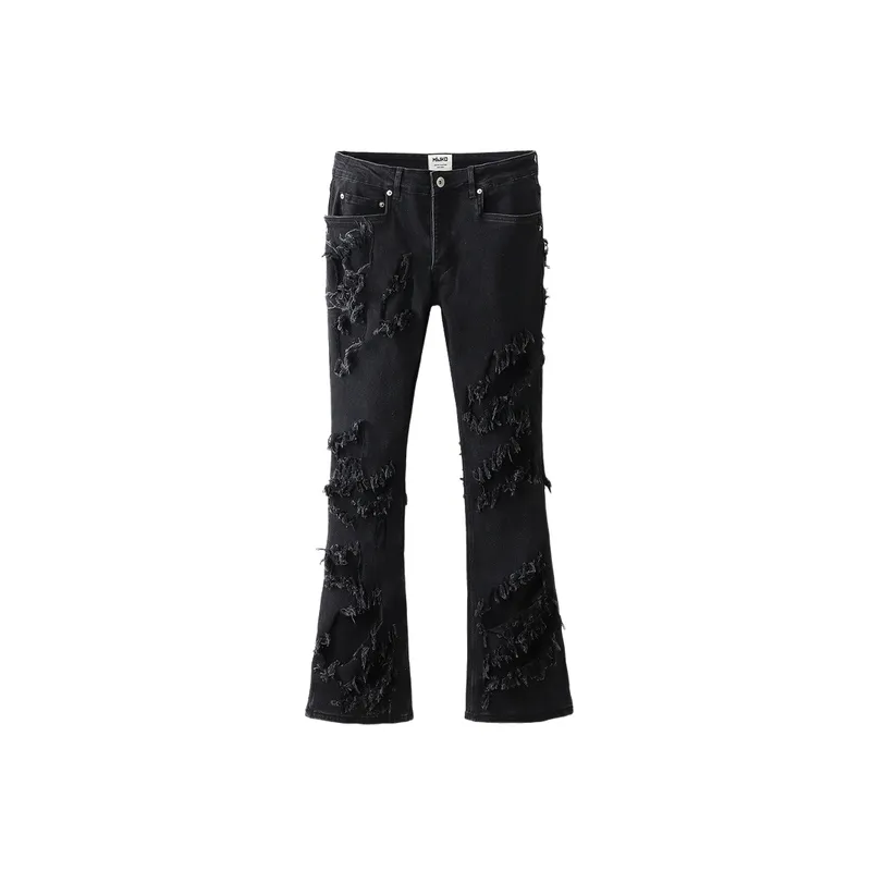 High Street Diablo Breaking Stitching Streak whisker Micro flared Pants-0