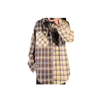 High Street Stitching Plaid Long Sleeve Shirt