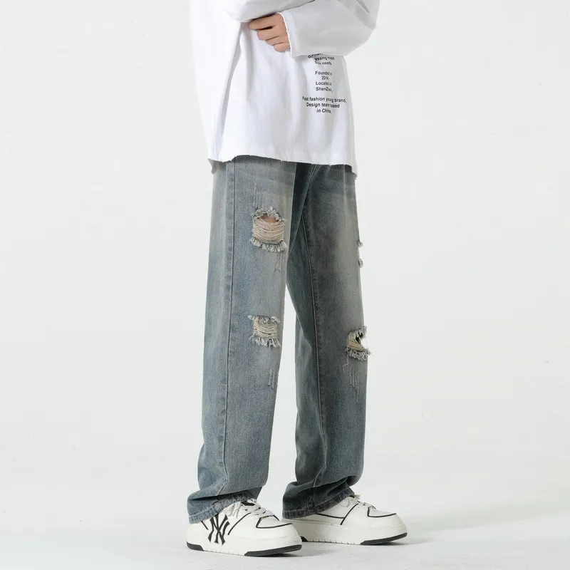 Simple Casual Washed Jeans-2
