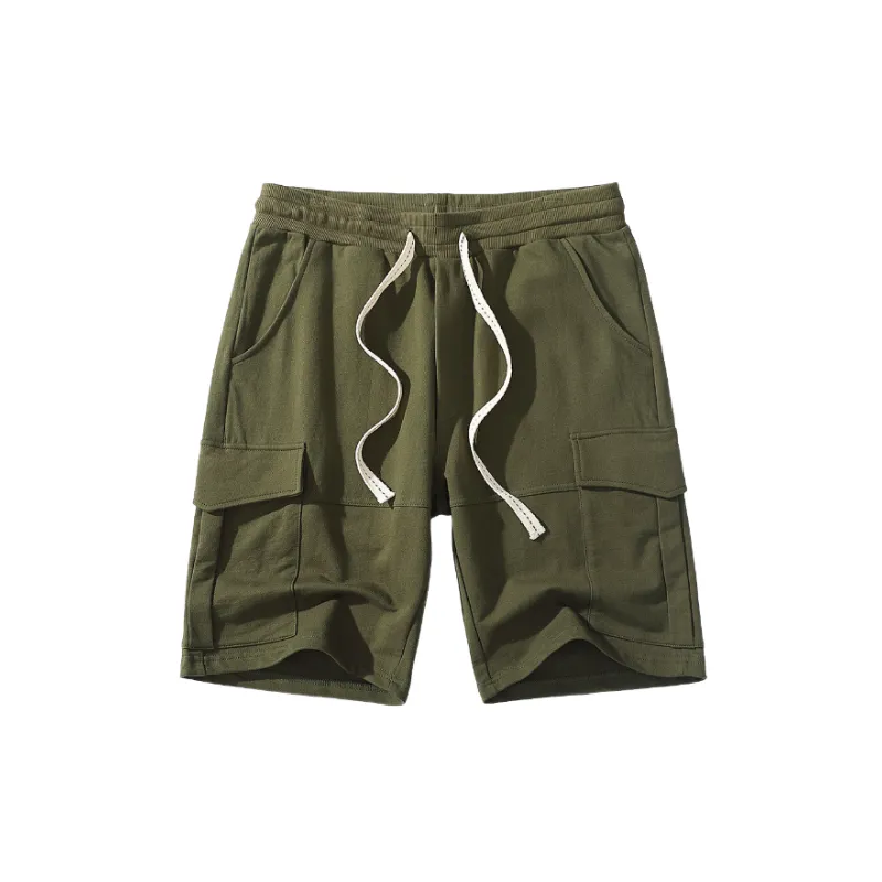 Loose Plain Cotton Casual Shorts-0