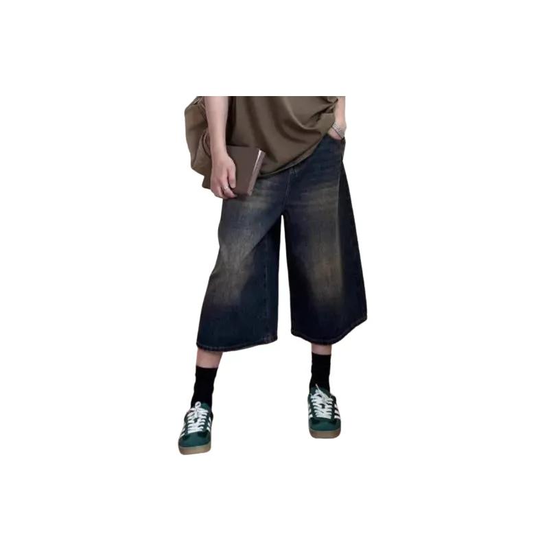 Simple Loose Denim Shorts-0