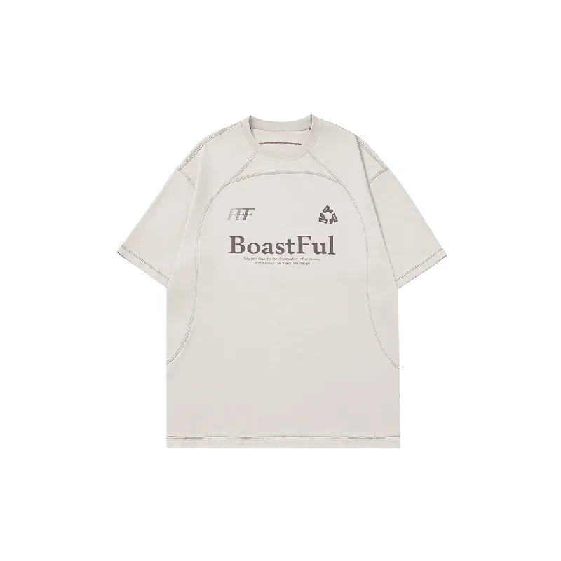 Plain Letter 100% Cotton T Shirt-0