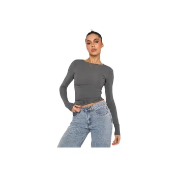 Sporty Fashionable Naked Feel Single Sided Brushed Fabric T Shirt Women