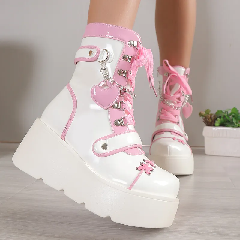 Contrast Color Cute Martin Boot-4