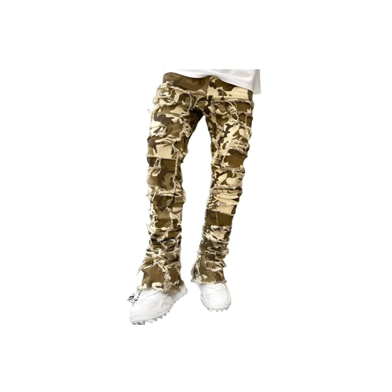Stretch Patch Denim Straight Pants-6