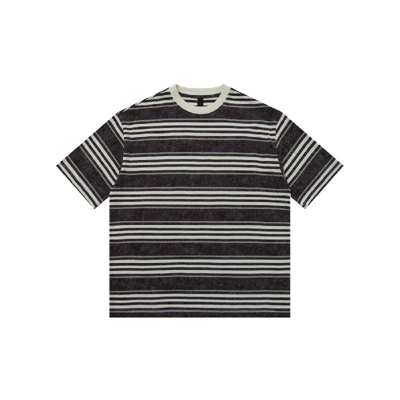 Retro Striped 100% Cotton T Shirt-4