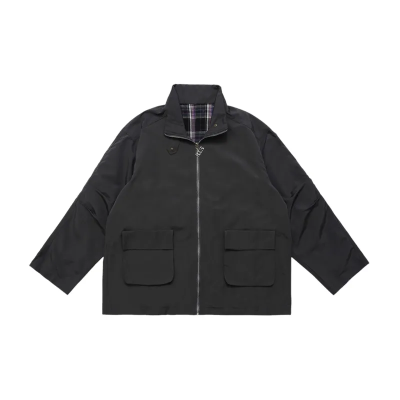 Stand Collar Zipper Coat-0