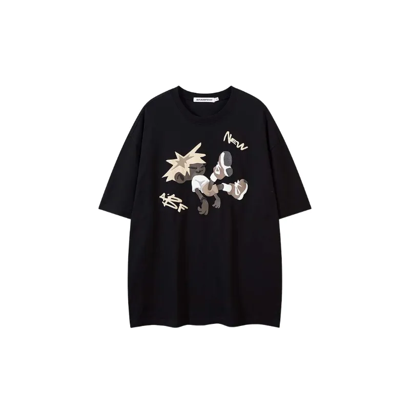 Cartoon Loose Cotton Blended Fabric T Shirt-2