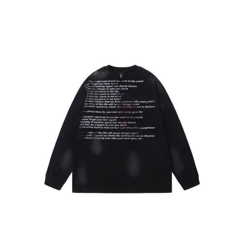 Small Letter Printed Round Neck Long Sleeve Sweatshirt