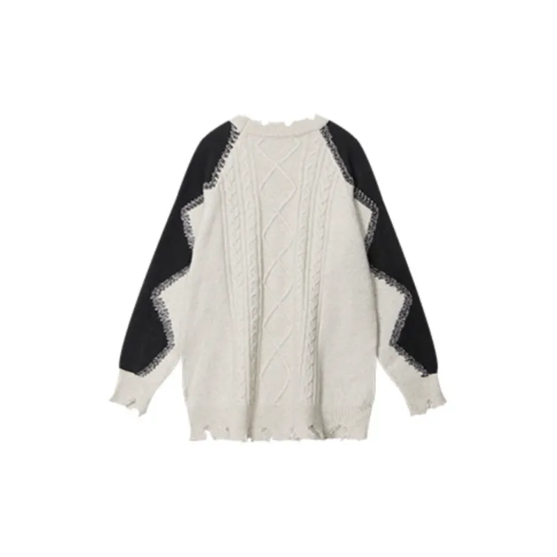 Stitching Lazy Style Retro Sweater-4