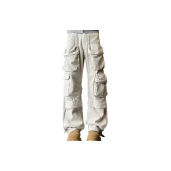 Casual Straight Leg Denim Cargo Pants