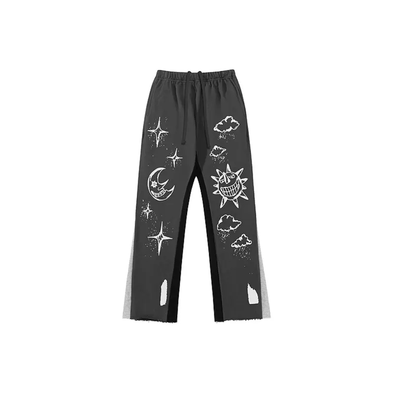 Splash Ink Stitching Drawstring High Street Pants-0