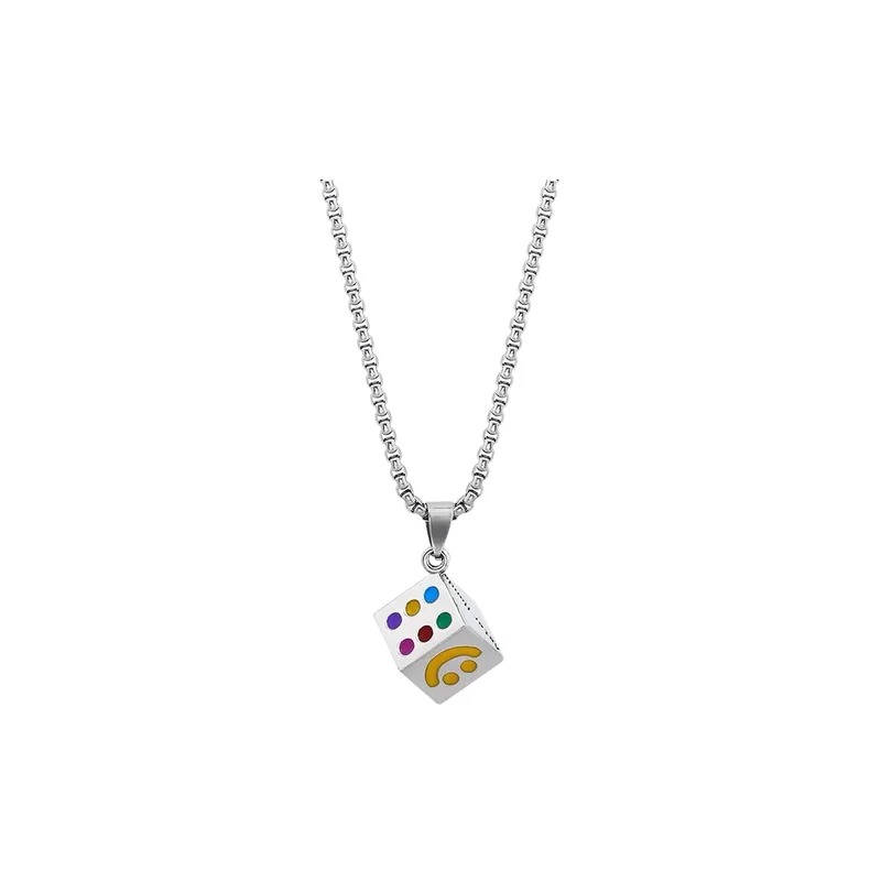 Trendy Multi Sided Dice Pendant Necklace-0