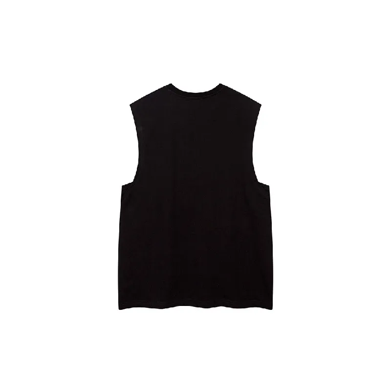 Simple Loose Cotton Blended Fabric Vest-1