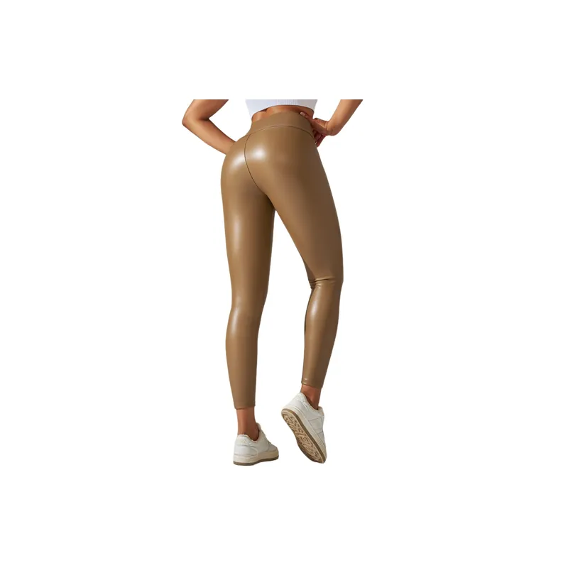 Sexy Plain PU Sports Pants Women-13