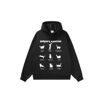 HELIPORT Apron Graffiti Plane Full Print Hooded Sweater Trendy Brand Loose All Match Top Couple's Hoodie