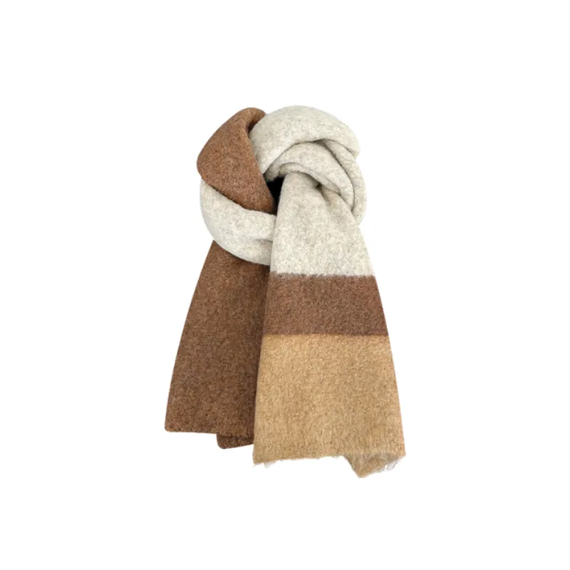 Casual Contrast Color Warm Knit Scarf-0