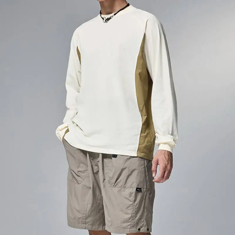 Simple Contrast Color 100% Polyester T Shirt-4