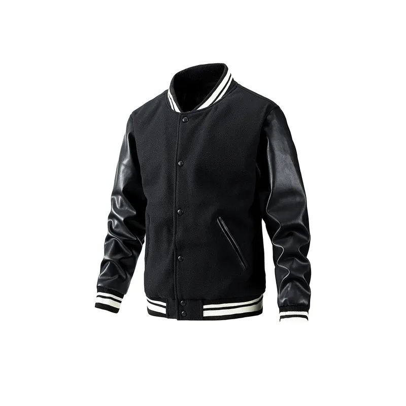 Slim Thin Cotton Wool Color Blocked Jacket-7