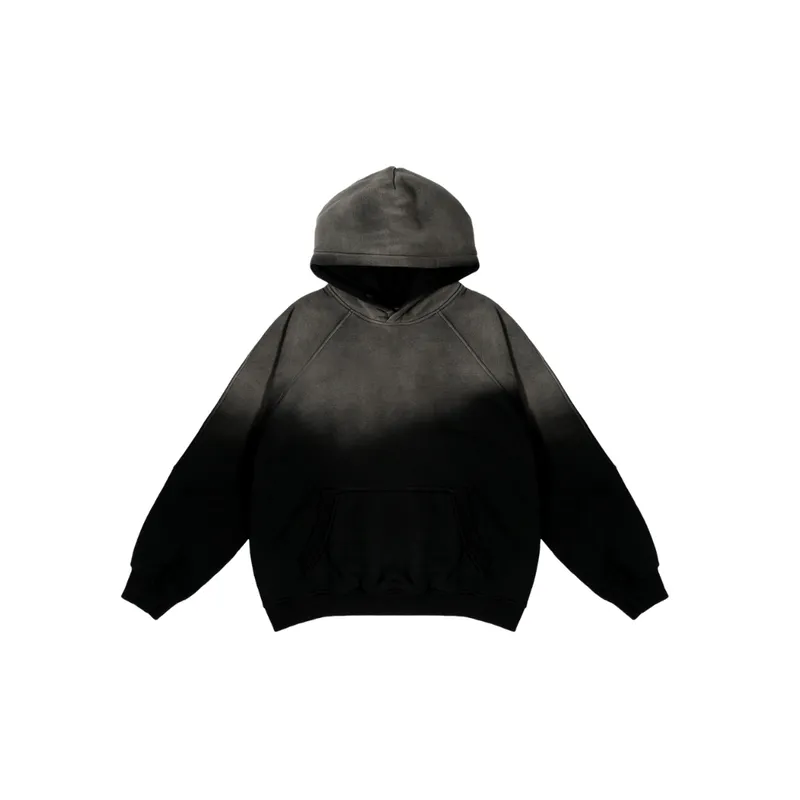 Gradient Color matching Old Oversize Loose Hooded Sweater-8